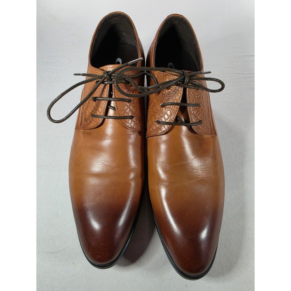 Calto Mens A329013 Cognac Brown Leather Elevator Dress Shoes Oxfords Size 10
